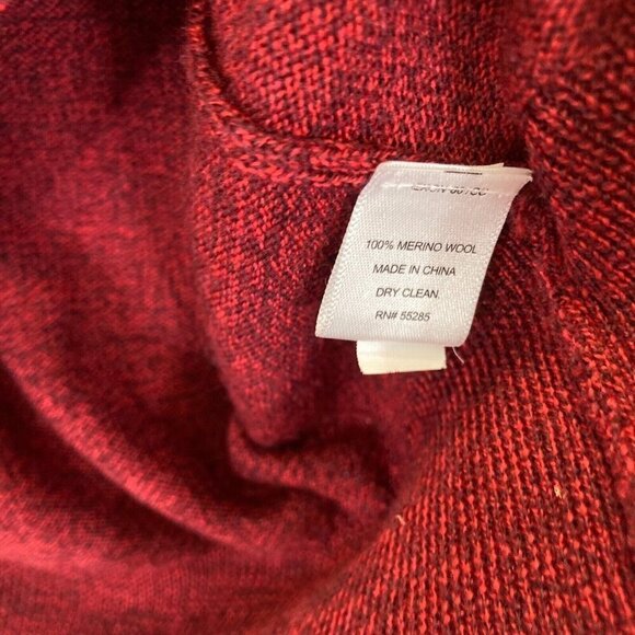 Express 100% Merino Wool Holiday Sweater Mens Size Medium Modern Fit Red V-Neck - Picture 7 of 10